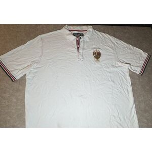 Vintage Eight 732 Polo Shirt Mens 3XL White/RED With Pocket Large Crest Rugby